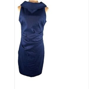 Sara Campbell Blue Linen Blend Sheath Dress